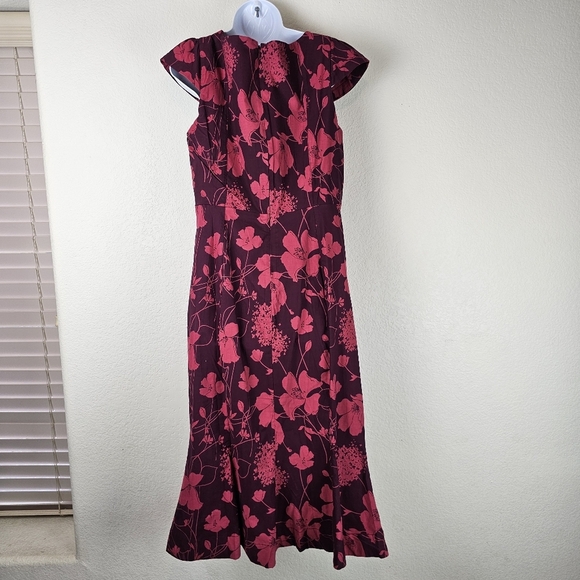 Maeve by Anthropologie Cecily Sweetheart Midi Dress Red Floral Fit & Flare SZ Lg - Picture 9 of 16